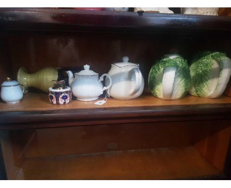 including a cabbage teapot and water jug, a Royal Crown Derby table lighter and other wares 