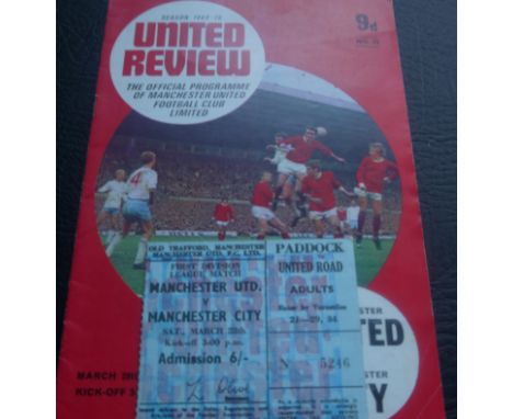 1969-70 MANCHESTER UNITED V MANCHESTER CITY PROGRAMME &amp; TICKET
28th March 1970 both good&nbsp;