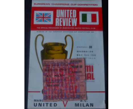 1968-69 MANCHESTER UNITED V A C MILAN EUROPEAN CUP S/F PROGRAMME &amp; TICKET
Programme - Token intact
Ticket - some tears
&n