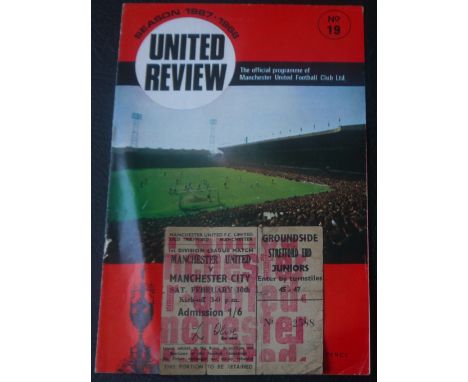 1967-68 MANCHESTER UNITED V MANCHESTER CITY PROGRAMME &amp; TICKET
10th February 1968 both good&nbsp;