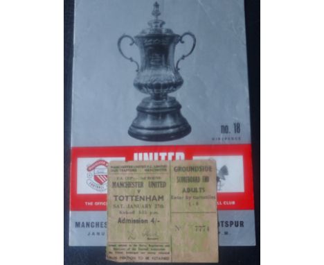 1967-68 MANCHESTER UNITED V TOTTENHAM HOTSPUR FA CUP PROGRAMME &amp; TICKET&nbsp;
Both good condition
&nbsp;