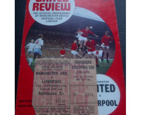 1969-70 MANCHESTER UNITED V LIVERPOOL PROGRAMME &amp; TICKET
13th September 1969 corner missing on ticket
