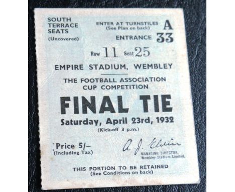 1932 FA CUP FINAL ARSENAL V NEWCASTLE UNITED TICKET
Good for age