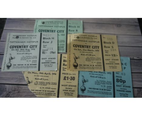 TOTTENHAM HOTSPUR V COVENTRY CITY MATCH TICKETS
4th April 1969, Aug 29th 1970, 21st March 1970, 31st March 1972, 19th April 1