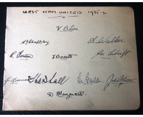 1935-36 WEST HAM UNITED AUTOGRAPH PAGE
Autograph page in team line up format West Ham v Sheffield United 16th Sept 1935 Div 2