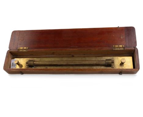 BRASS PARALLEL ROLLER RULE, unmarked, in caserule 46cm long 