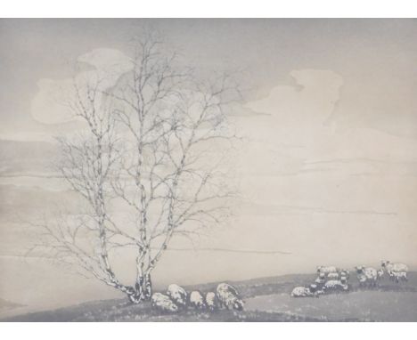 After Alice Banwell. The Wolds, artist signed proof etching, 24cm x 31cm. 