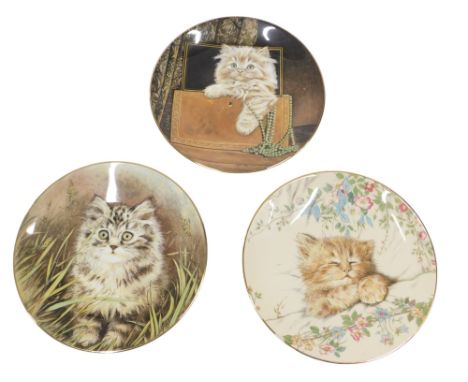 Three Royal Worcester Kitten Classics collectors plates, comprising Cat Nap, Perfect Treasure, and Wild Flower, 21cm diameter