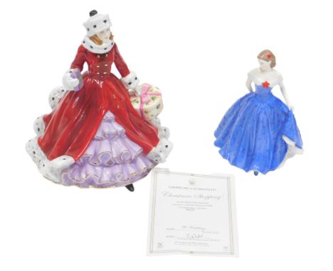 Two figures, comprising Royal Worcester Isabelle, and Compton &amp; Woodhouse Christmas Shopping limited edition number 17/29