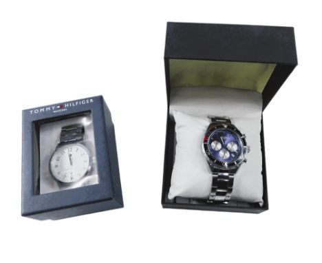 Two gent's fashion watches, comprising a Rotary Chronospeed blue faced gent's wristwatch, and a Tommy Hilfiger wristwatch, bo