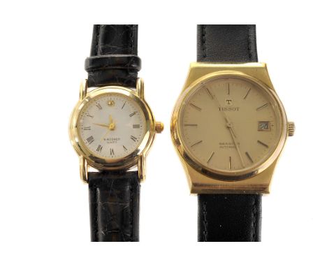A Tissot Seastar gentleman’s gold plated automatic wristwatch, the signed gilt dial with applied baton markers and hands, and