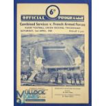 1960 Combined Services v French Armed Forces Rugby Programme: Malcolm Price, Gregor Sharp,