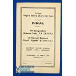 1949 Army Cup Final Rugby Programme: From 75 years back, 4pp card for the 9th Airborne Squadron, RE,