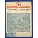 1954 British Army v French Army Rugby Programme: Big home win, with Billy Boston and David Marques