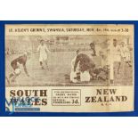 1944 South Wales v the NZ RAF Rugby Programme: At Swansea 11/44, the Kiwi fliers' visit, part of