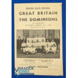 1945 Great Britain v The Dominions Rugby Programme: Towards war's end, major clash at Leicester, a