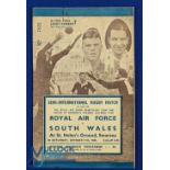 1941 South Wales v the RAF Rugby Programme: At Swansea 10/41, second of these encounters, in very