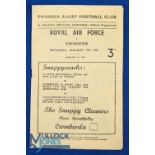 1956 Swansea v the RAF Rugby Programme: Some wear but entire and collectable, a League international