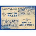 1944 South Wales v the RAF Rugby Programme: At Swansea 10/44, the by-then regular clash, VG