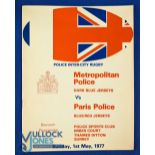 1977 Met Police v Paris Police Rugby Programme: Large glossy from the Met Police Ground, excellent