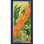 1942 East Wales v West Wales Red Cross Game Rugby Programme: Tall three-way fold issue from