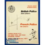 1977 British Police v French Police Rugby Programme: Glossy larger format from the London Welsh