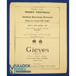 1957 United Services v Devonport Services Rugby Programme: Flimsy 4pp example from US Ground,