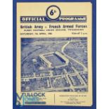 1956 British Army v French Armed Forces Rugby Programme: French XV now expanded to include other