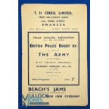 1953 British Police v the Army Rugby Programme: 8pp from Swansea, with D Johnson, AB Edwards, IHM