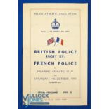 1950 British Police v French Police Rugby Programme: Neat clean 8pp example from Newport, with WD