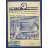 1962 Combined Services v French Armed Forces Rugby Programme: Campbell-Lamerton, Leighton Jenkins