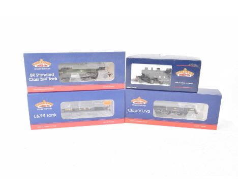 Four boxed Bachmann '00' gauge locomotivesComprising 31-453A LMS Ivatt tank 1202, 31-165 L& YR 2-4-2 tank 10695 LMS black, 31