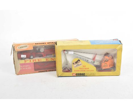 A boxed Corgi Major 1153 Priestman Boom CraneWith grab and a boxed Marx fire engine with detachable cab, moveable front wheel