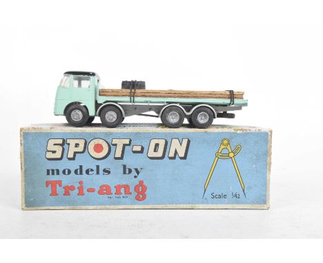 A boxed Spot-On Triang ERF 68G lorry In light blue with black cab roof, with flat float without sides, with wooden plank load
