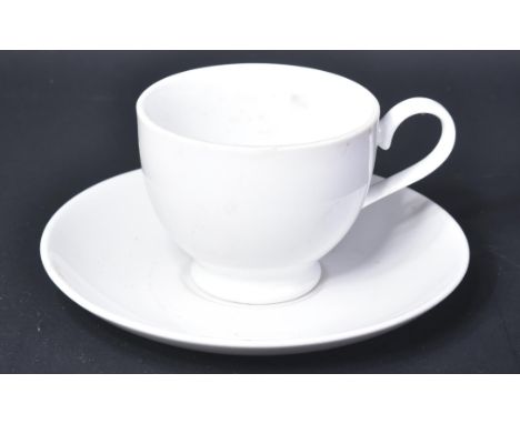 A WWII Second World War Third Reich Nazi German Officers mess cup &amp; saucer. White ceramic, marked to the base H. U Heers 