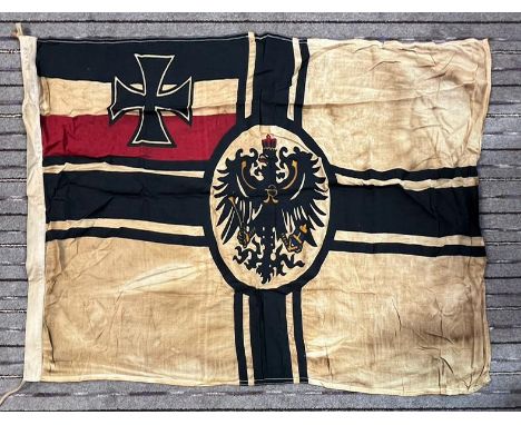 A WWI First World War Imperial German Army / Prussian war flag.&nbsp;The flag with a central Prussian eagle and an imperial b