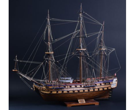 From a Private Collection - a scratch built wooden model of HMS Neptune, 1700. Highly detailed with intricately detailed rigg