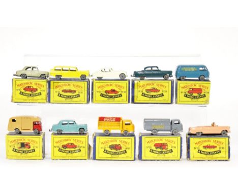 Matchbox: A Moko Lesney "Matchbox" Series 1-75 No.30 "Ford Prefect", No.31 "Customline Station Wagon", No.32 "Jaguar XK140", 