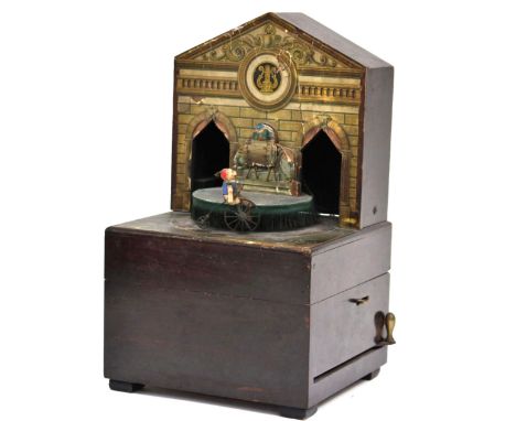 19th Century German 5¾-inch Symphonion Automaton Musical Box, the cam-operated card band figures (mostly missing) together wi