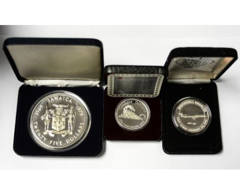 Silver Proof, Jamaica 25 Dollars 1979 Prince of Wales Investiture 10th Anniversary 4.425 ozt approx with Delta Airlines First