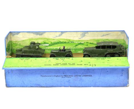 Dinky: A Pre-War Dinky Toys No.152 "Royal Tank Corps Light Tank Unit", comprising 152a Light Tank, 152b Reconnaissance Car an