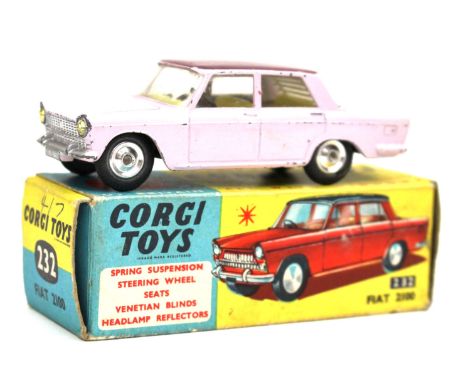 Corgi: A Corgi Toys No.232 "Fiat 2100", pale pink, mauve roof, lemon interior, spun hubs, 'Glidamatic Spring Suspension', con