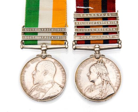 QSA Clasps Cape Colony, Tugela Heights, Relief of Ladysmith, Transvaal, KSA, SA 1901, SA 1902 to 884 PTE R. Dicton (shown R.D
