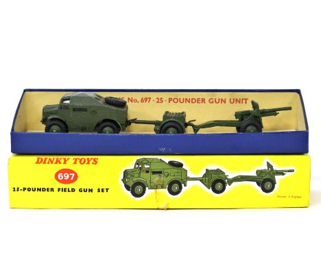 Dinky: A Dinky Toys No.697 25-pounder field gun gift set comprising of field artillery tractor, trailer and 25-pounder field 