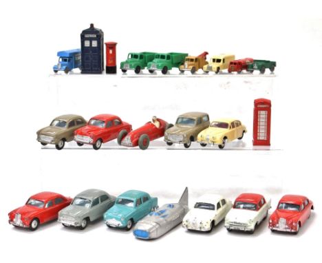 A collection of unboxed Diecast model vehicles to include; Dinky Toys No.23F Alfa-Romeo, Corgi Toys Standard Vanguard III, Co