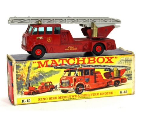 Matchbox: A Matchbox Lesney No.K15, King Size "Merryweather Fire Engine", 'Kent Fire Brigade', contained within original box.