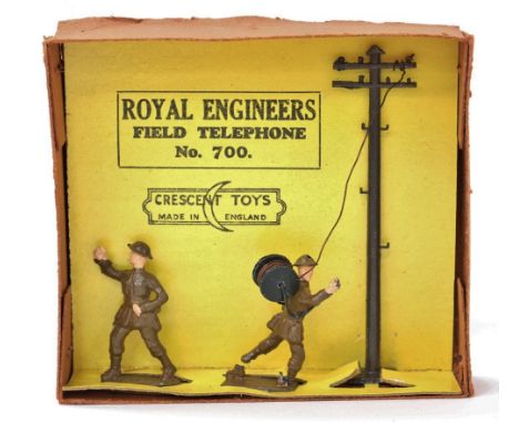 Crescent Toys: A Crescent Toys Set No.700 "Royal Engineers Field Telephone Set", comprising; Telegraph Pole, Standing Enginee