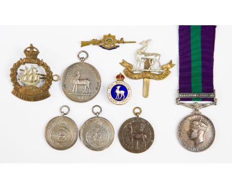 General Service Medal 1918-62 with clasp for Palestine 1945-48 to 14116430 PTE.E.EDDY.ARMY AIR CORPS, with two military badge