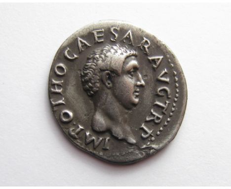 Otho Denarius, Rome mint, 15 Jan - 8 March 69 ADObv. Bare head of Otho right. IMP OTHO CAESAR TR PRev. Pax standing left hold
