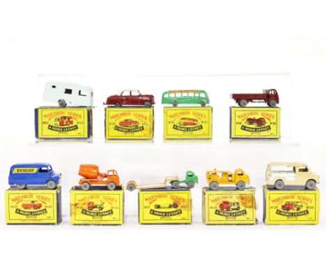 Matchbox: A Moko Lesney "Matchbox" Series 1-75 No.20 "Stake Truck", No.21 "Coach", No.22 "Vauxhall E Series Cresta", No.23 "B